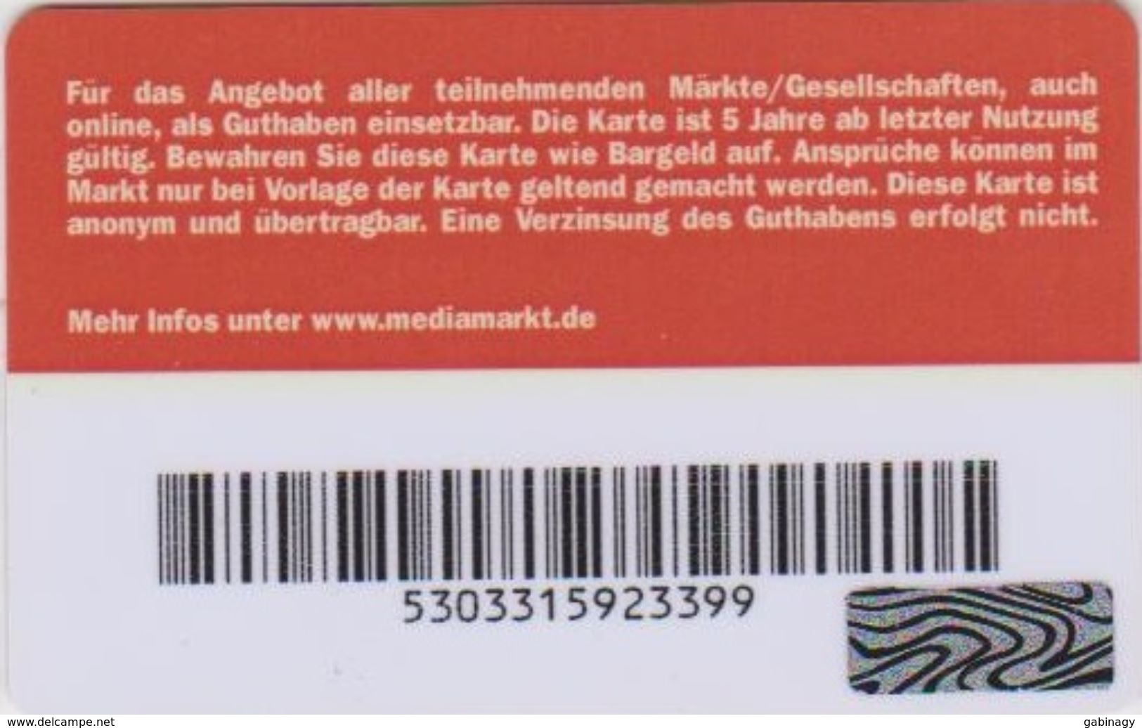 GIFT CARD - GERMANY - MEDIA MARKT 176 - WIESBADEN-APPELALLEE - Gift Cards