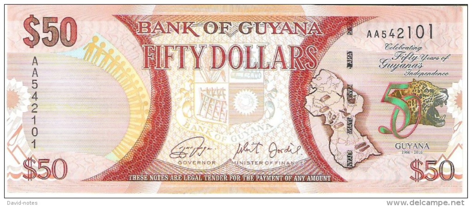 Guyana - Pick 41 - 50 Dollars 2016 - Unc - Commemorative - Guyana