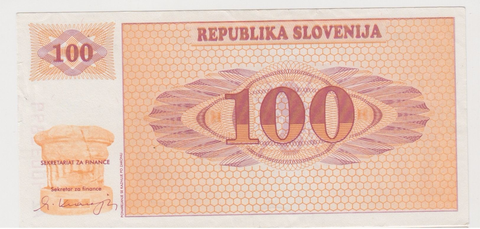 SLOVENIE 100 Tolarjev 1990 P6a VF+ - Slovénie
