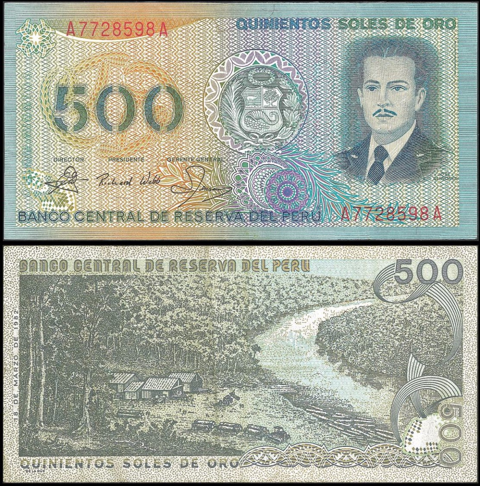 Peru 500 SOLES De Oro 1982 P 125A VF+ (Pérou) - Peru