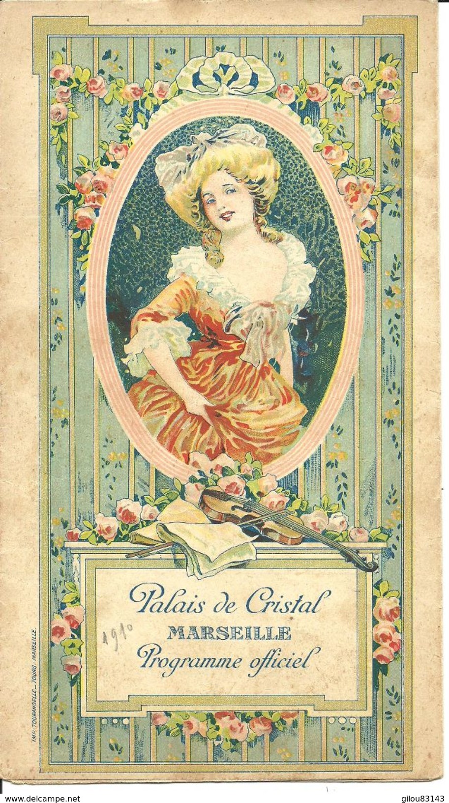 Programme,Theatre Palais De Cristal Marseille, Avec Pub Moet Et Chandon De Mucha Non Signé (bon Etat) Dim: 25 X 14 Plier - Programs