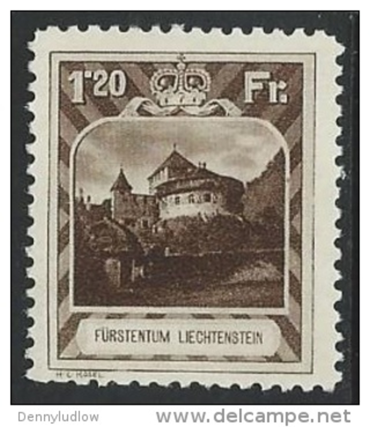 Liechtenstein  1930   Sc#105   1.20fr  MH*   2016 Scott Value $125 - Unused Stamps