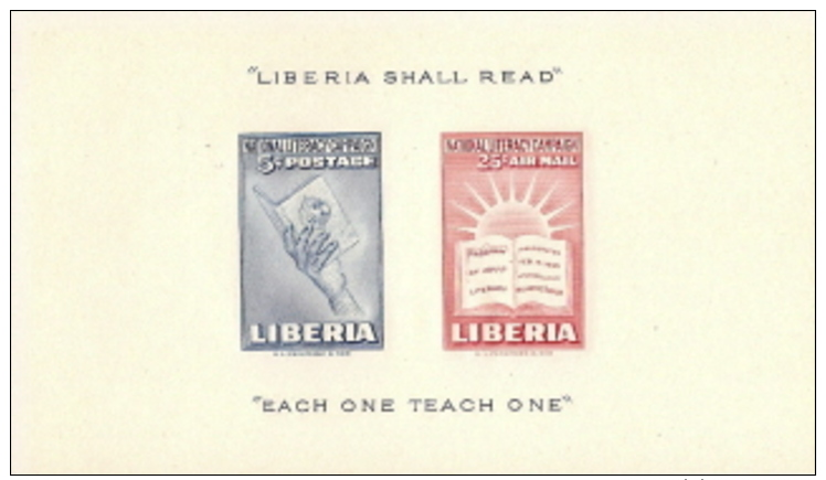 Liberia,  Scott 2016 # C66a  Issued 1950,  S/S Of 2,  MNH,  Cat $ 1.75,  Literacy - Liberia