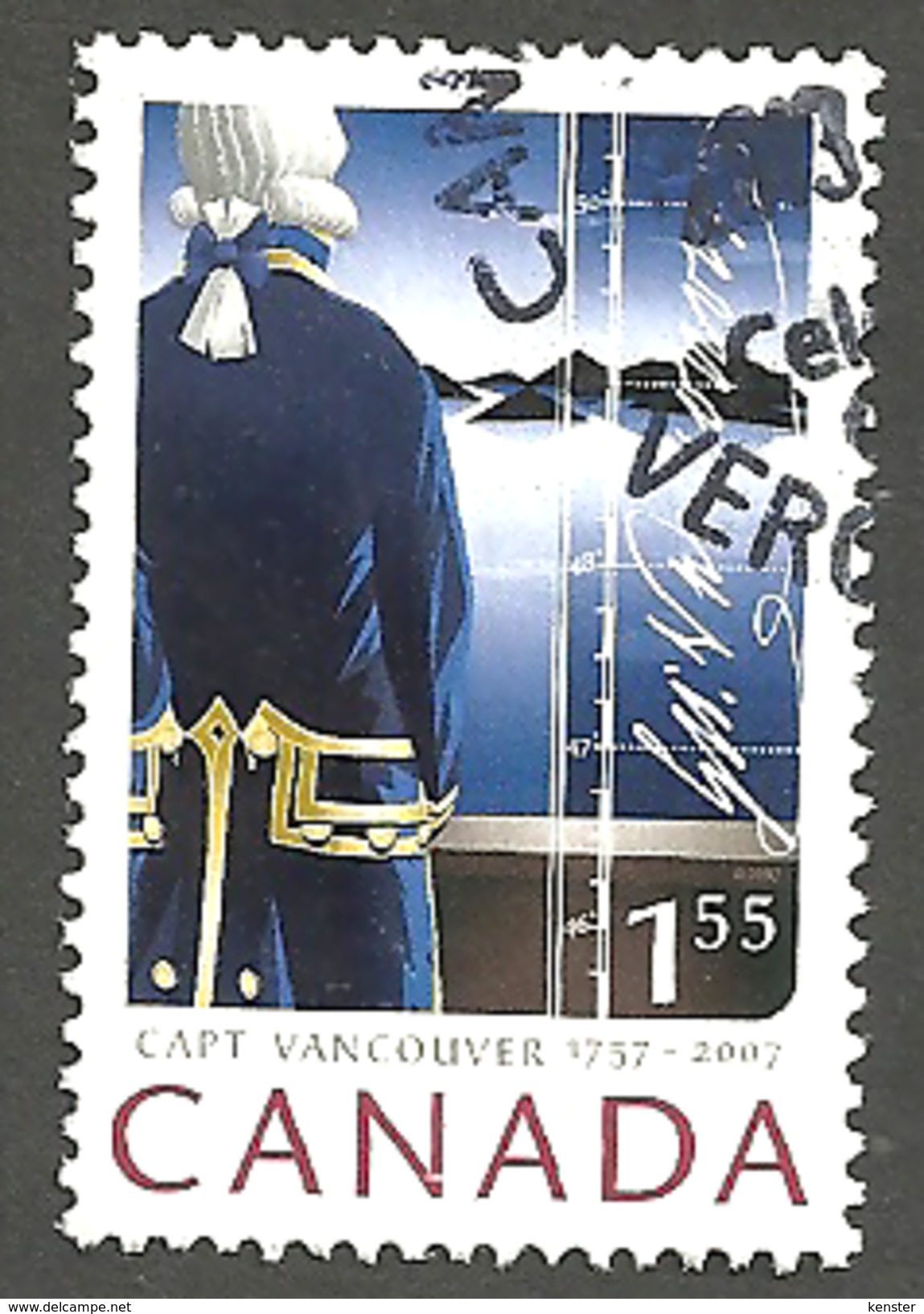 Sc # 2219 Captain Geo. Vancouver, Captain/Signiture HV International Rate Single Used 2005 K643 - Used Stamps