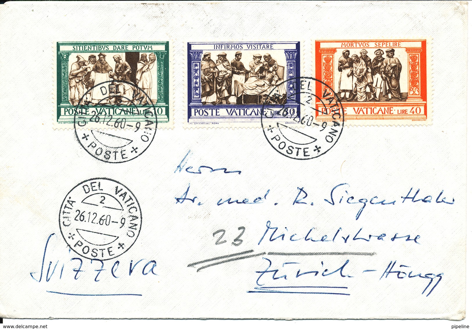 Vatican Cover Sent To Switzerland 26-12-1960 - Covers & Documents