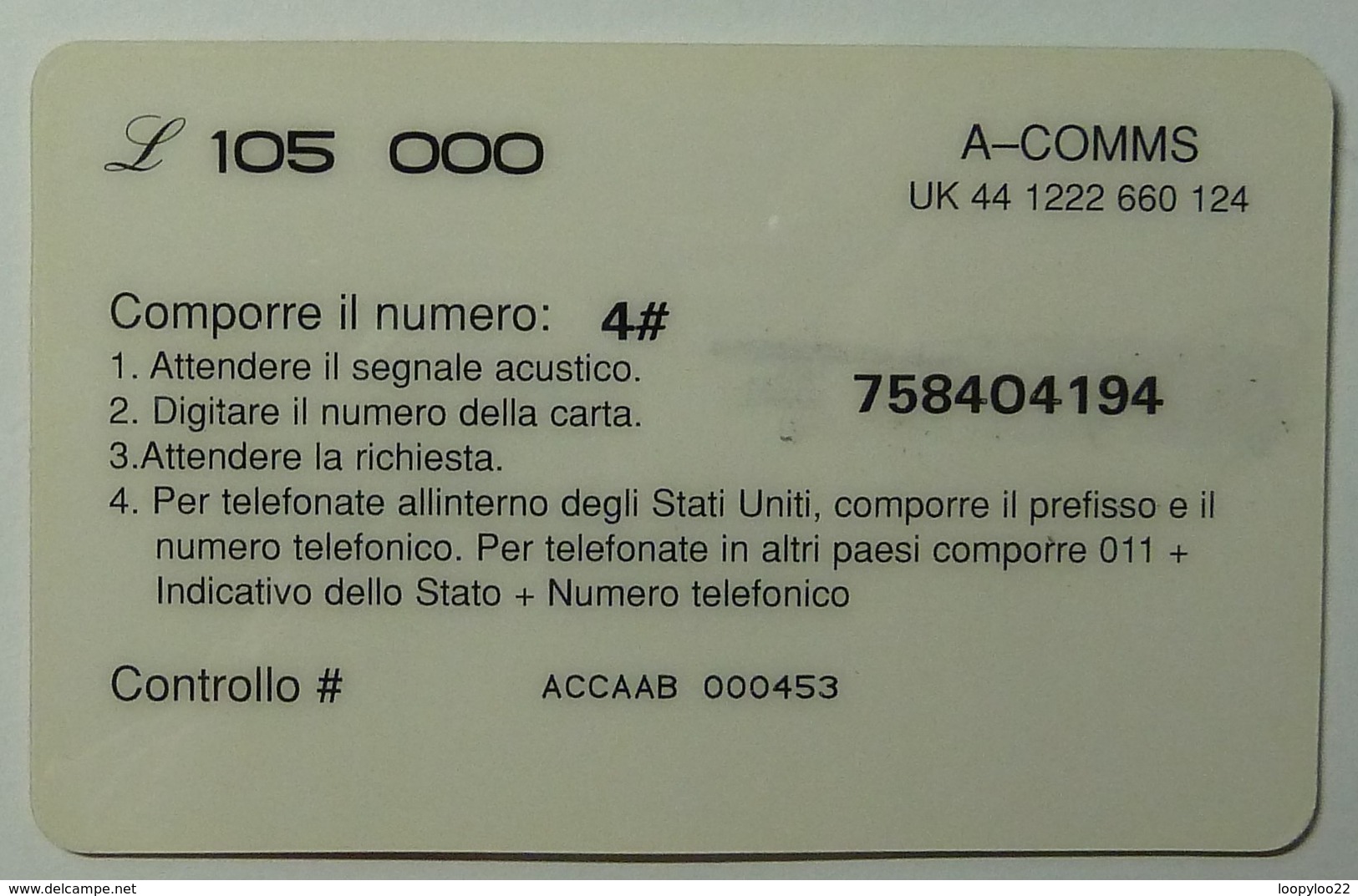 BOSNIA - Remote Memory - IFOR - 105,000 - Used By Italian Soldiers In Bosnia - Used - Bosnien