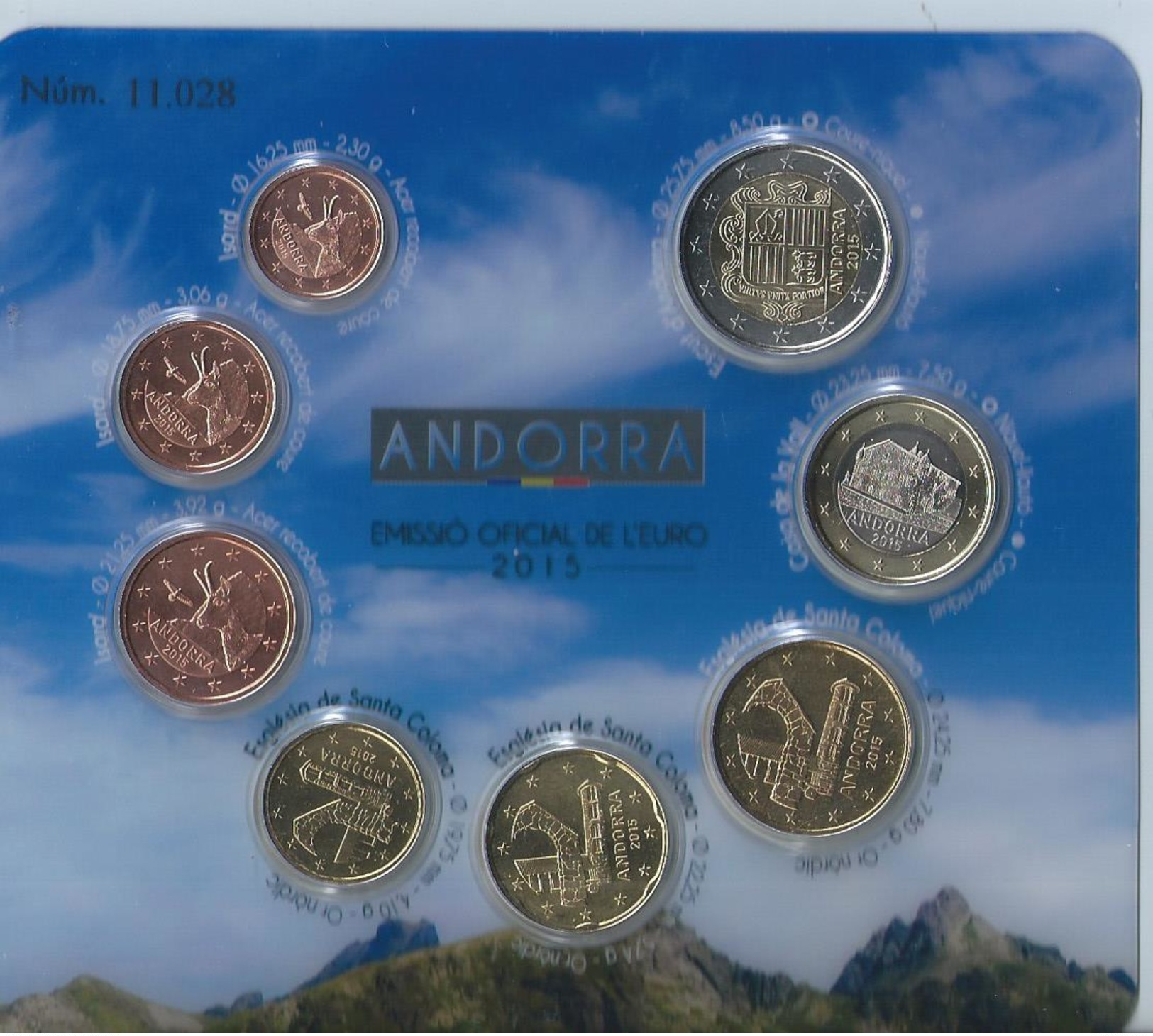 Coffret 1ct à 2&euro; BU ANDORRE 2015 - DISPONIBLE  ..+..3 Euros 80 Frais De Port - Andorra