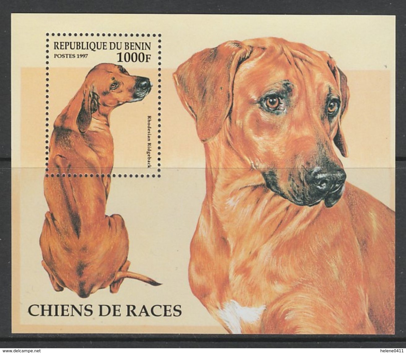 BLOC NEUF DU BENIN - CHIEN RHODESIAN RIDGEBACK N° Y&T 35 - Hunde