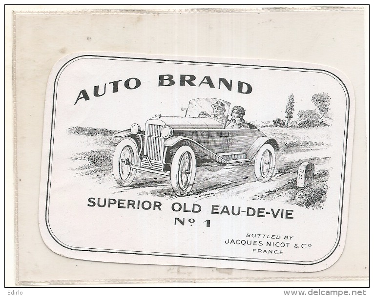 étiquette - 1920* - Auto Brand Superior Eau De Vie  Jacques NICOT COGNAC -- RARE ---- - Voitures D'époque