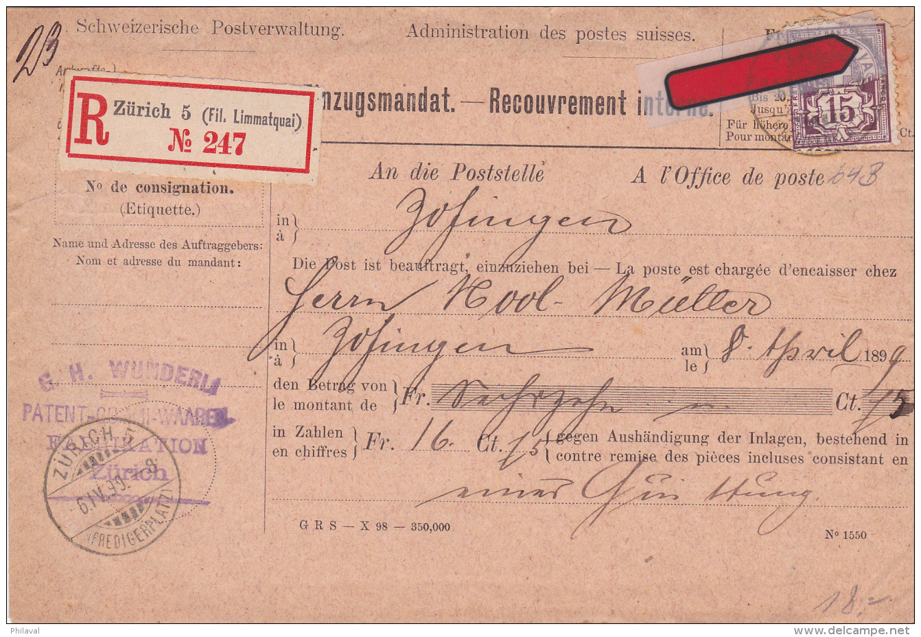 No 64B Sur Lettre-recouvrement Recommandée, De L'Administration Des Postes Suisses - Oblitérée Le 6.IV.99 - Briefe U. Dokumente