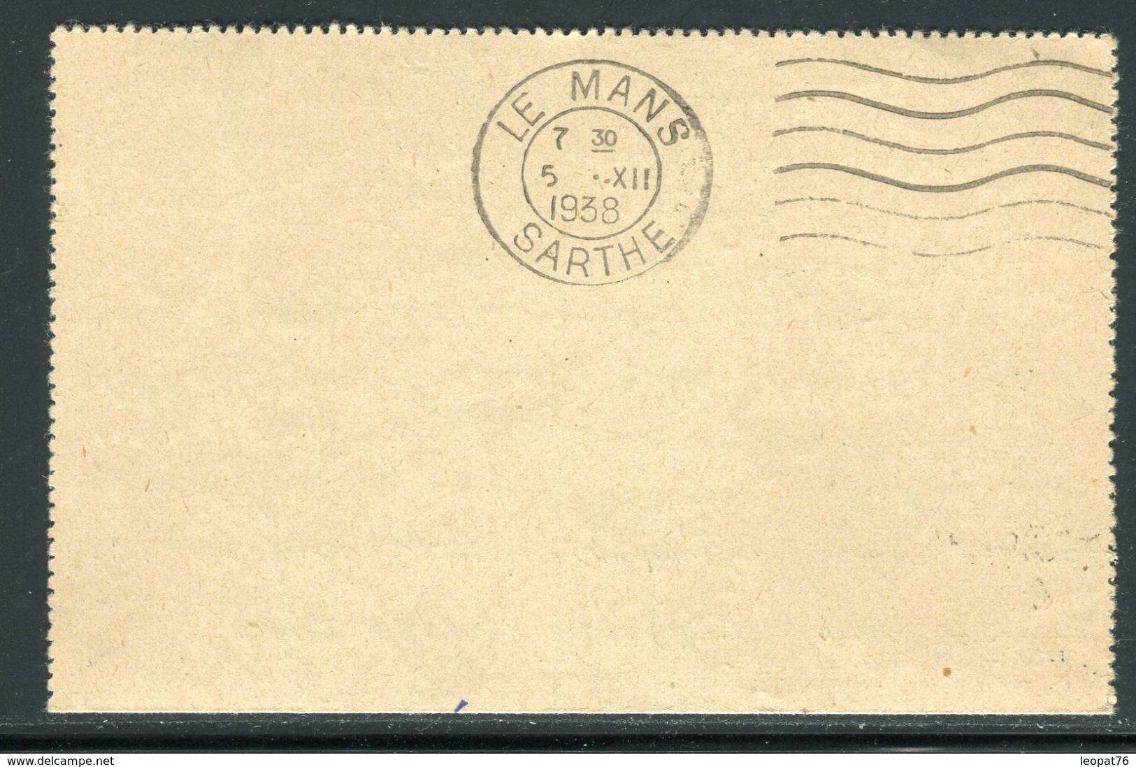 France - Entier Postal Type Paix + Complément De St Lô Pour Le Mans En 1938 , Variété Date Renversée - Ref S11 - Kaartbrieven