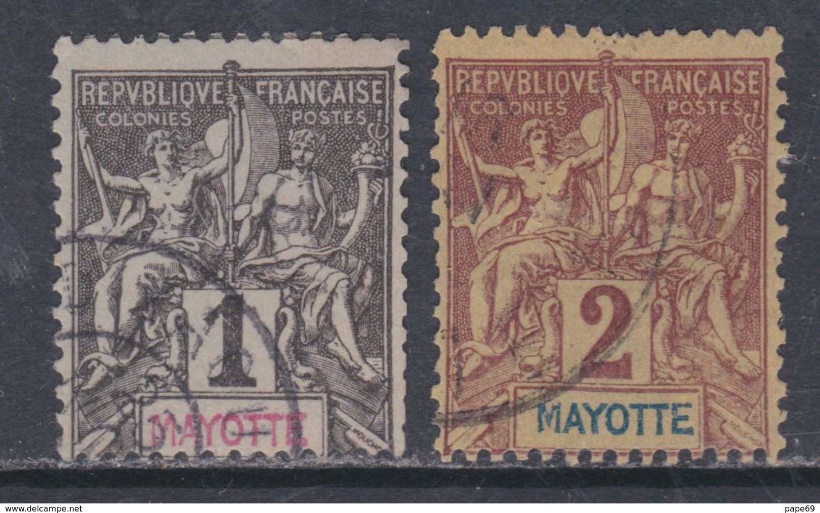 Mayotte N° 1 / 2 O Partie De Série Type Groupe : Les 2 Valeurs Oblitérations Légères Sinon TB - Used Stamps