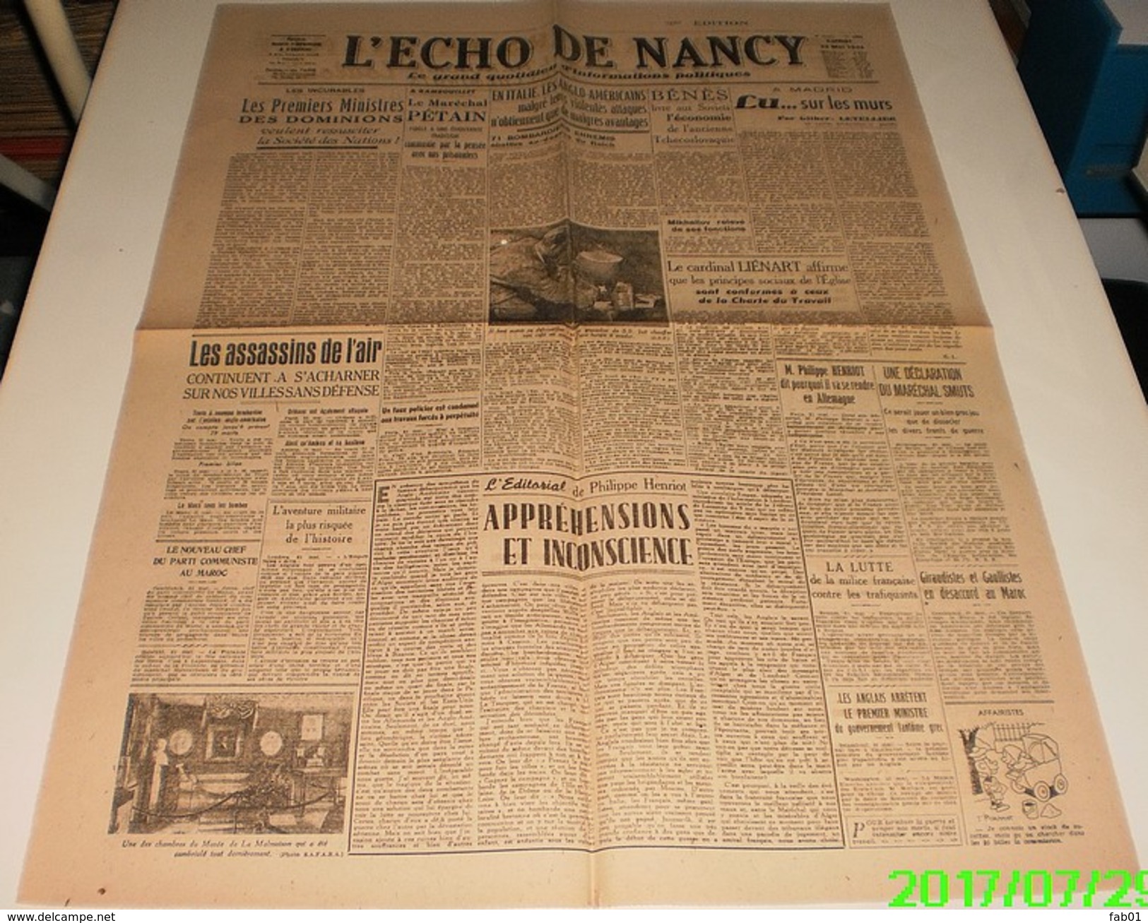 L'Echo De Nancy Du 22 Mai 1944. - Collections