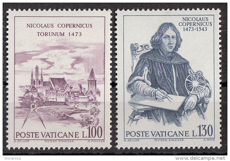 Vaticano 1973 Blf. 542-543Copernico Copernicus Astronomo Astrologo  Torunum Torun MNH - Astrologia