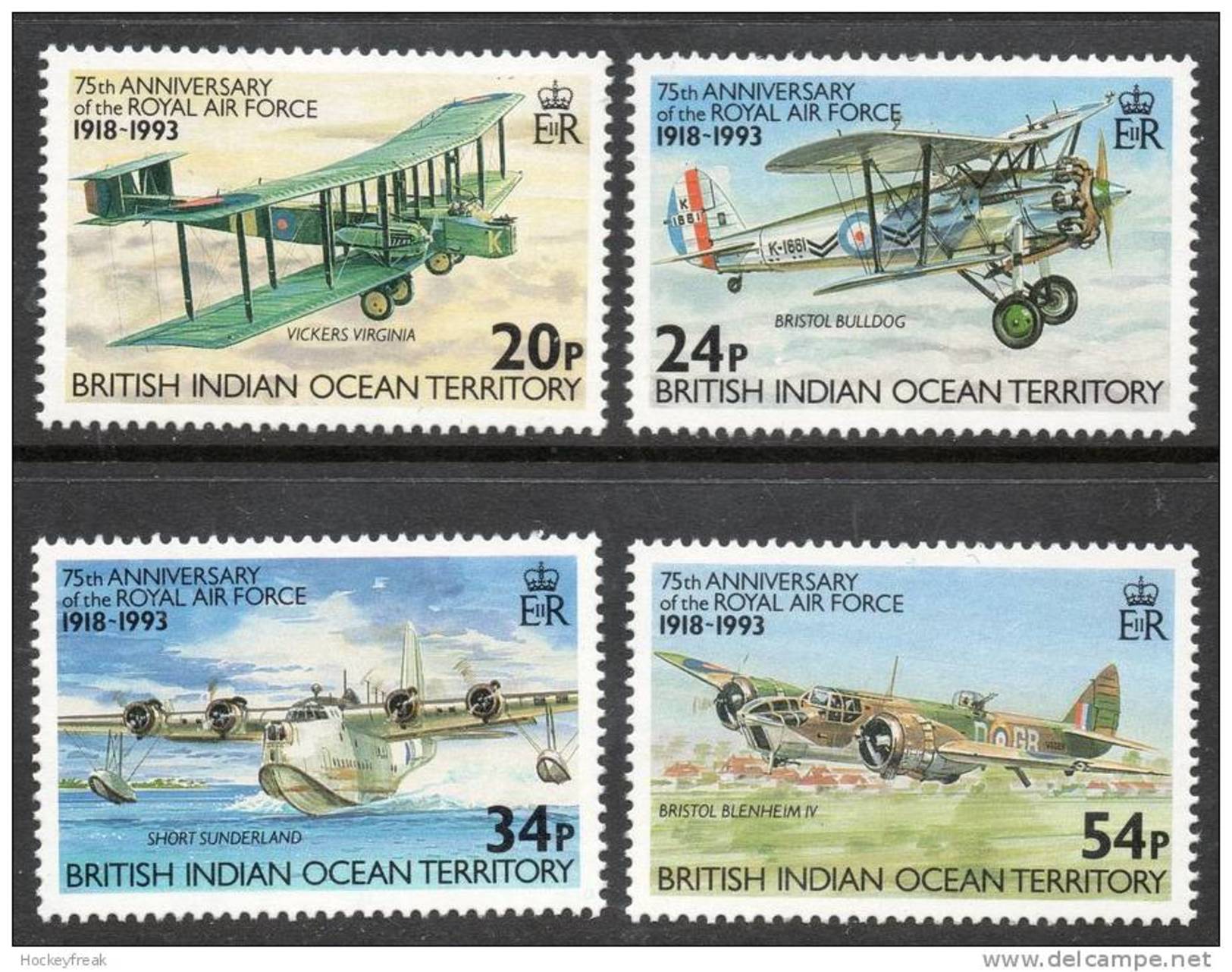 British Indian Ocean Territory 1993 - 75th Anniversary Of The RAF SG136-139 Cat £5.35 SG2015 - British Indian Ocean Territory (BIOT)