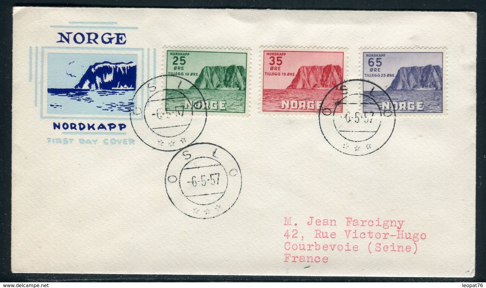 Norvège - FDC  Pour La France En 1957 Nordkapp - Ref S41 - FDC