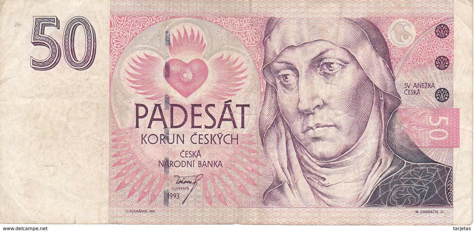 BILLETE DE LA REPUBLICA CHECA DE 50 KORUN DEL AÑO 1993 (BANKNOTE) - Czech Republic