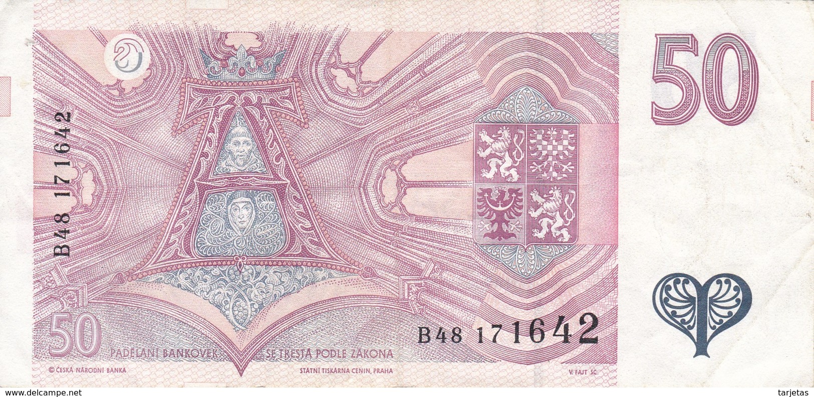 BILLETE DE LA REPUBLICA CHECA DE 50 KORUN DEL AÑO 1994 CALIDAD MBC (VF) (BANKNOTE) - Tschechien