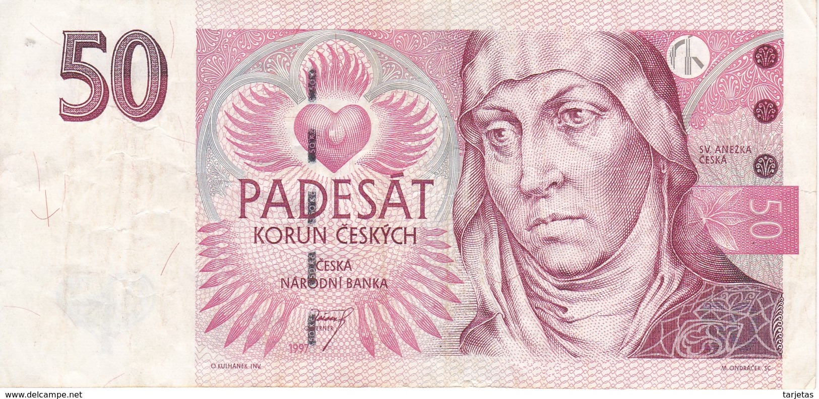 BILLETE DE LA REPUBLICA CHECA DE 50 KORUN DEL AÑO 1997 CALIDAD MBC (VF) (BANKNOTE) - Czech Republic