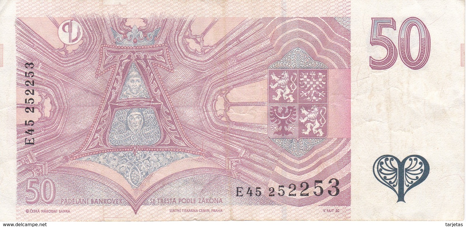 BILLETE DE LA REPUBLICA CHECA DE 50 KORUN DEL AÑO 1997 CALIDAD MBC (VF) (BANKNOTE) - Tsjechië