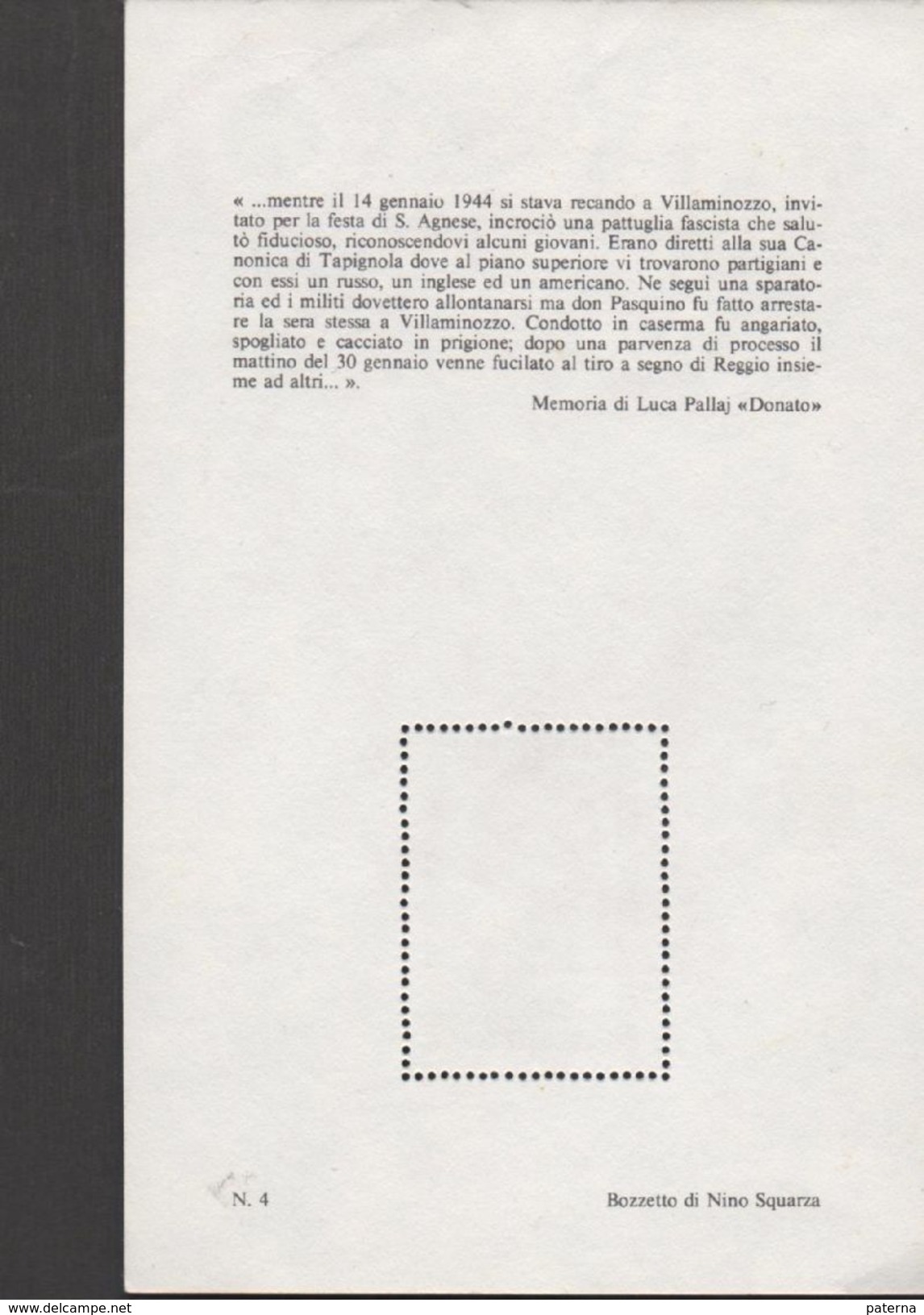3176   Viñeta, Label Vignetta  Don Pasquino Borghi "Albertario" , 1903-1944 , Resistenza, C.I.F.R - Varietà E Curiosità