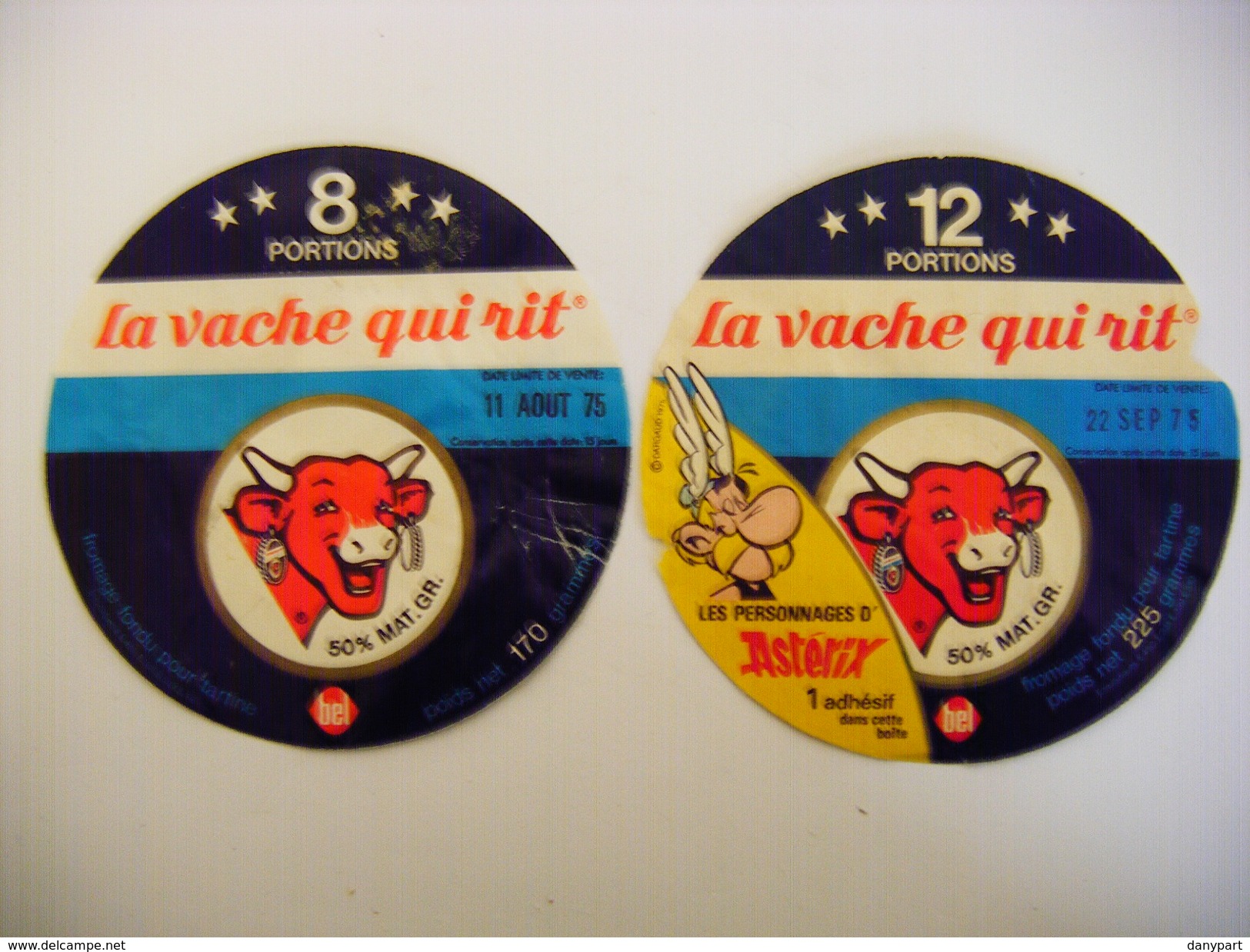 ETIQUETTE FROMAGE FONDU  POUR TARTINE " LA VACHE QUI RIT ASTERIX ET NORMALE  " - Fromage