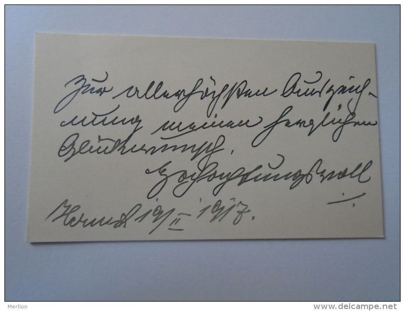 D153115 Visit Card - Albert Von Hochmeister - Bürgmeister -Sibiu Hermannstadt 1917  Romania Autograph - Visiting Cards