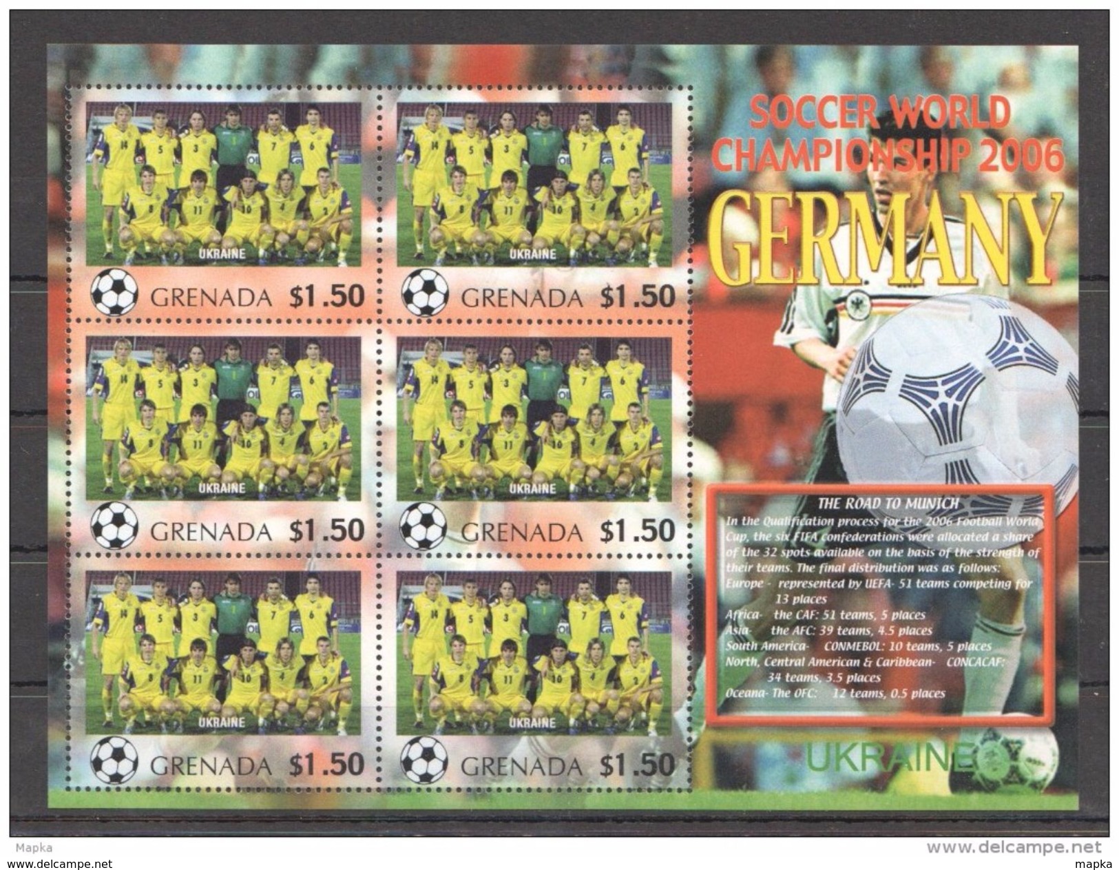 L521 GRENADA WORLD FOOTBALL CHAMPIONSHIP 2006 UKRAINE 1KB MNH - 2006 – Deutschland