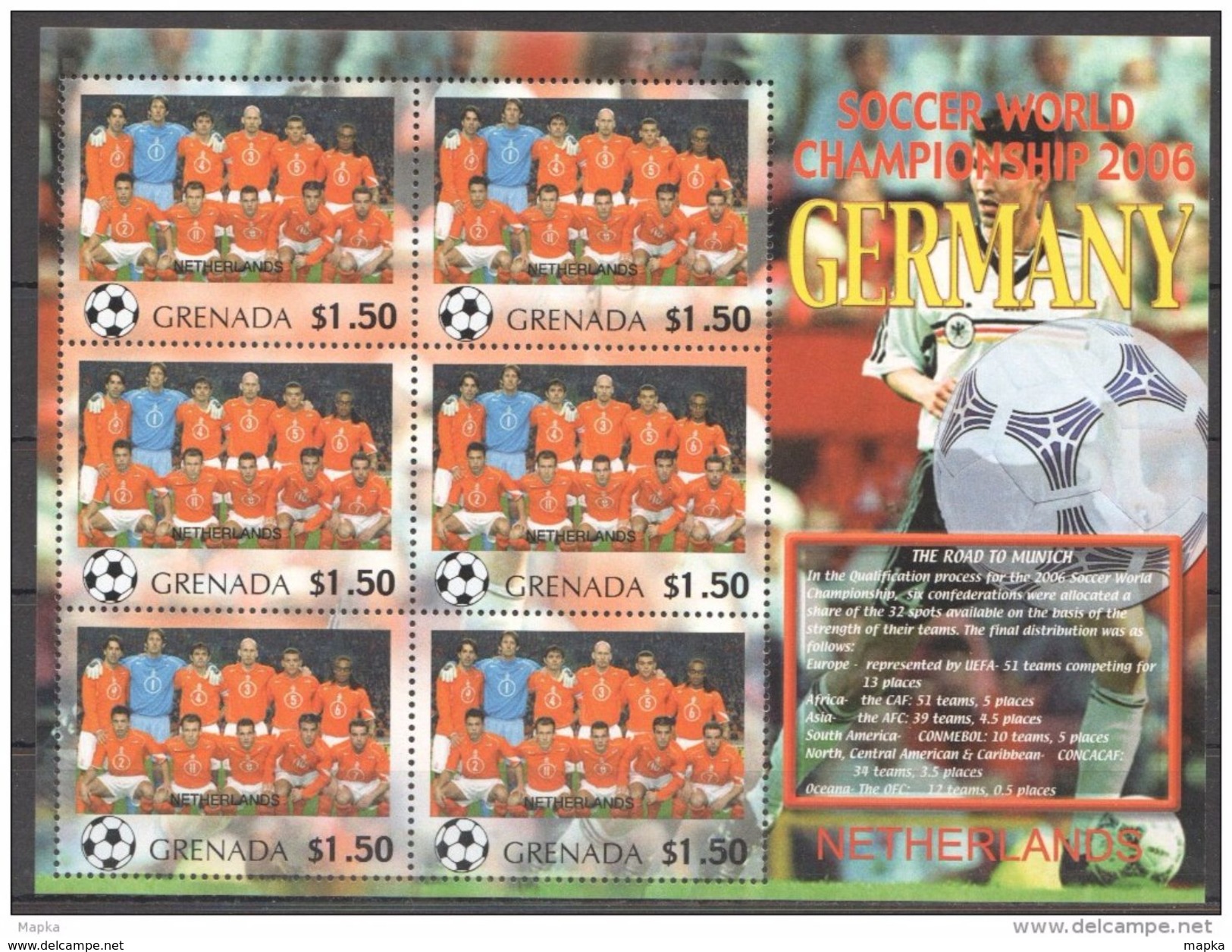 L529 GRENADA WORLD FOOTBALL CHAMPIONSHIP 2006 NETHERLANDS 1KB MNH - 2006 – Deutschland