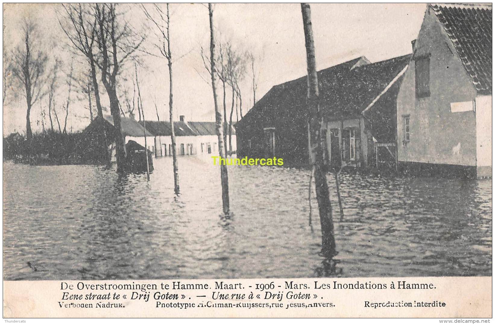 CPA DE OVERSTROOMINGEN TE HAMME MAART 1906 LES INONDATIONS A HAMME EENE STRAAT TE DRIJ GROTEN - Hamme