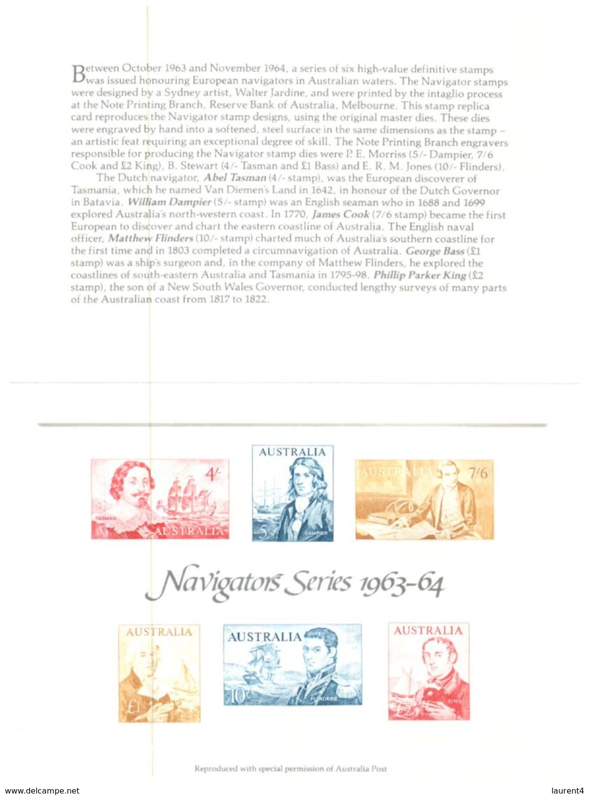 (456) Australia - Stamp Replica Card Nº 3 - Navigators - Variétés Et Curiosités