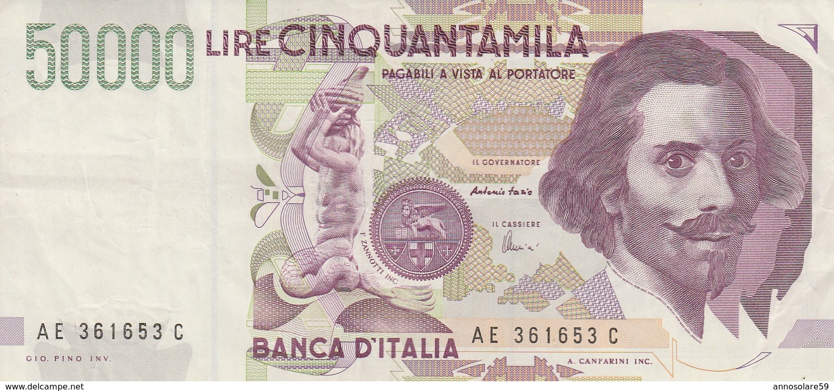 BANCONOTA DA 50.000 LIRE BERNINI ANNO 1992 - ORIGINALE 100% - LEGGI - 50000 Liras