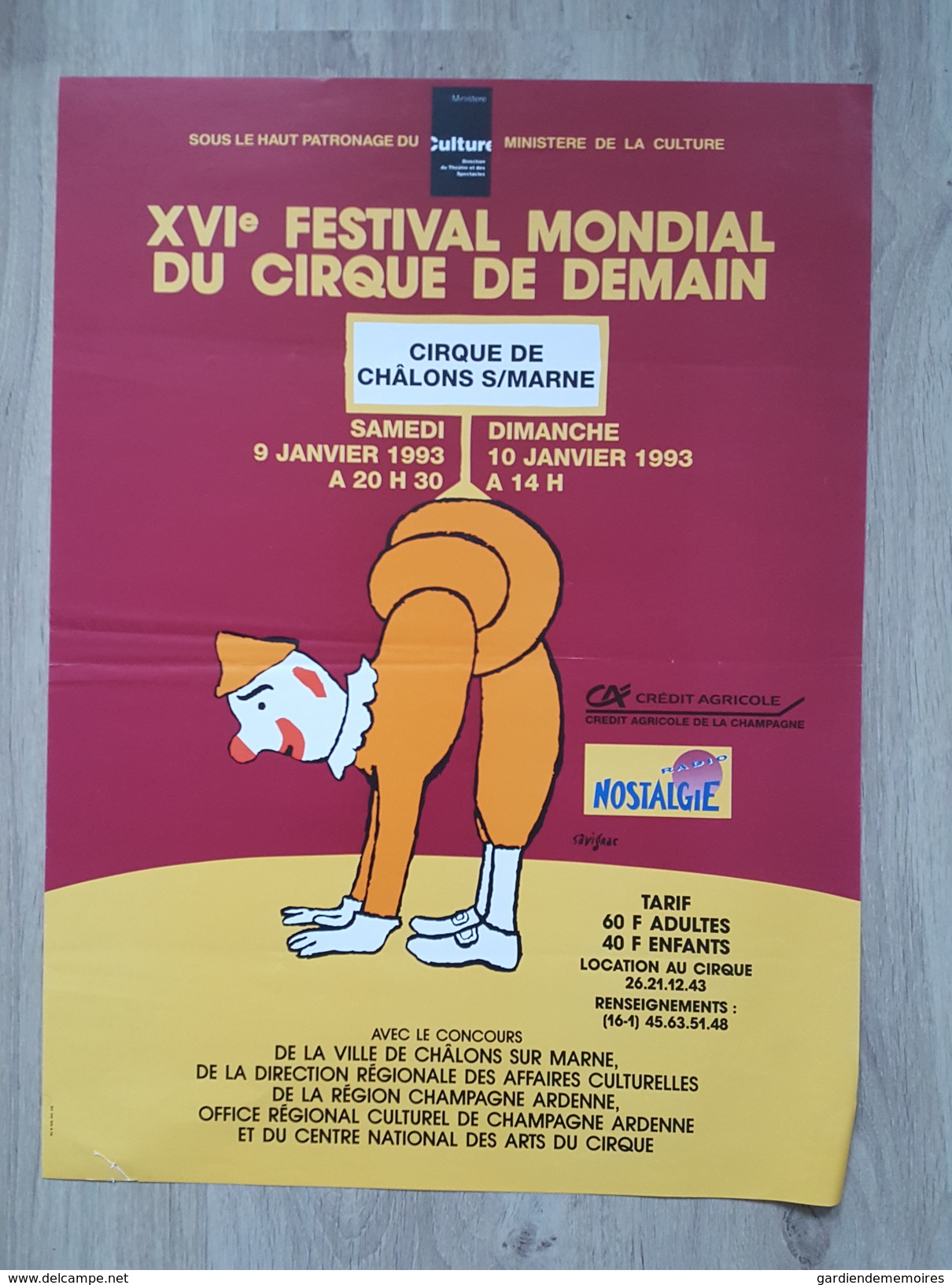 Affiche XVI Festival Mondial Du Cirque De Demain - Chalons En Champagne - Illustré Par Savignac - Affiches