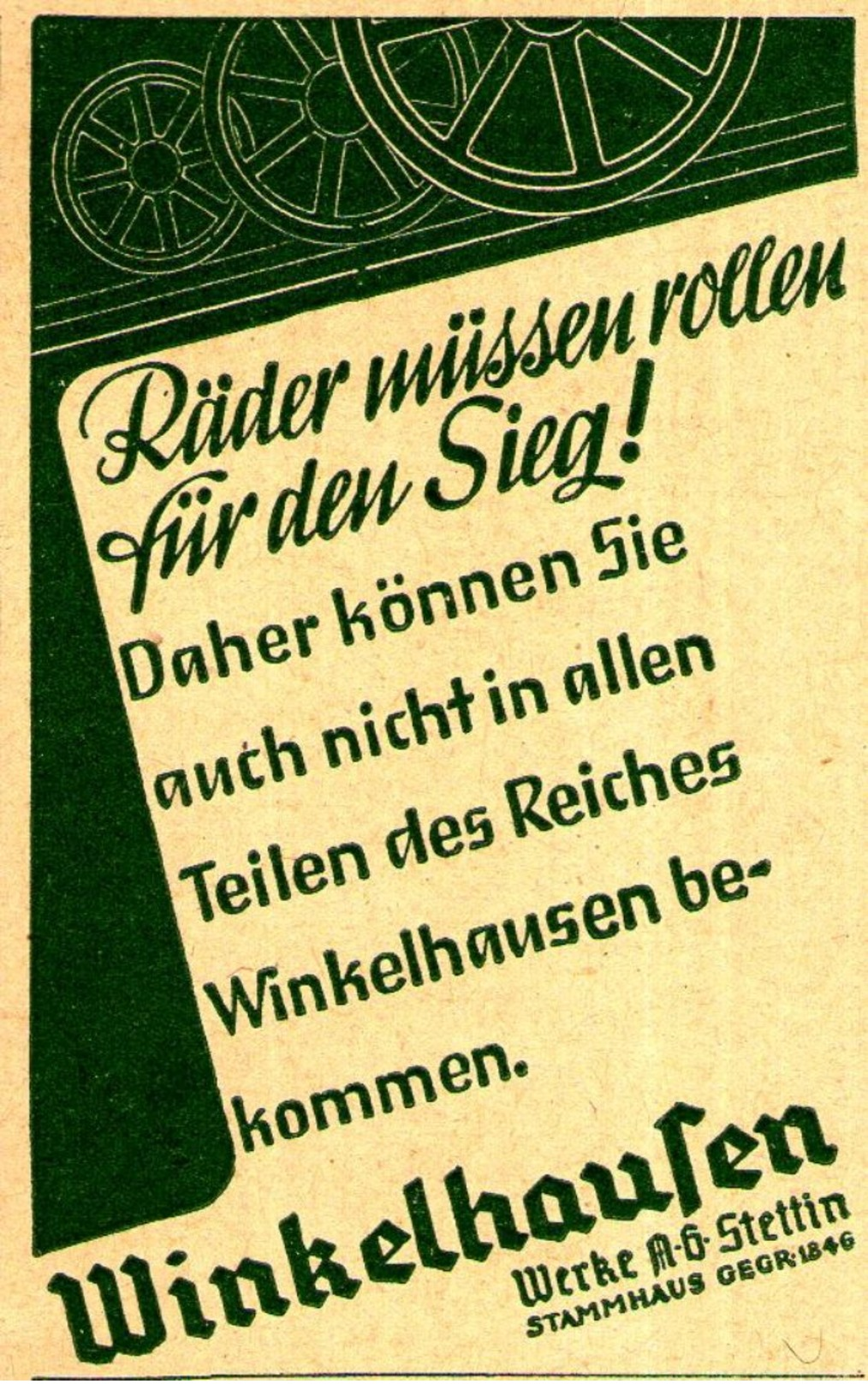 Original-Werbung/ Anzeige 1944 - WINKELHAUSEN - STETTIN - Ca. 45 X 80 Mm - Werbung