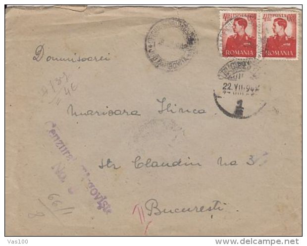KING MICHAEL, CENSORED TARGOVISTE NR 8, WW2, STAMPS ON COVER, 1942, ROMANIA - Lettres & Documents