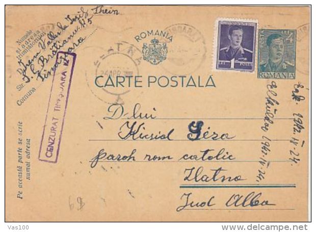 KING MICHAEL, CENSORED TIMISOARA NR 12, WW2, PC STATIONERY, ENTIER POSTAL, 1942, ROMANIA - Lettres & Documents