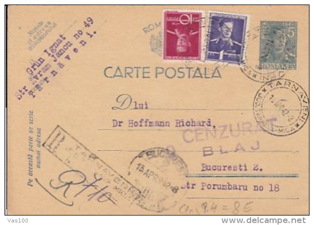 KING MICHAEL, REGISTERED PC STATIONERY, ENTIER POSTAL, 1942, ROMANIA - Covers & Documents