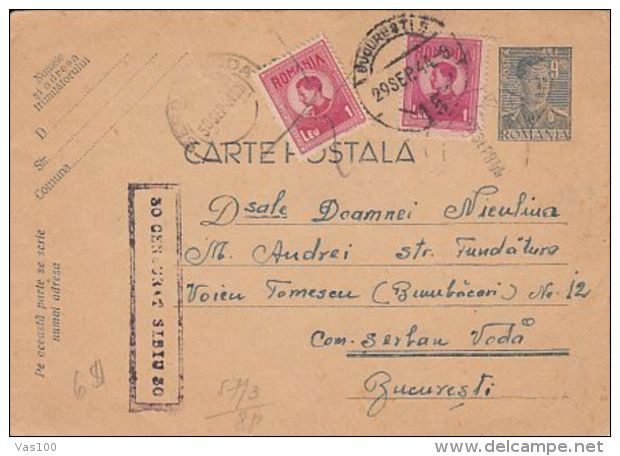 KING MICHAEL, CENSORED SIBIU NR 30, WW2, PC STATIONERY, ENTIER POSTAL, 1944, ROMANIA - Lettres & Documents