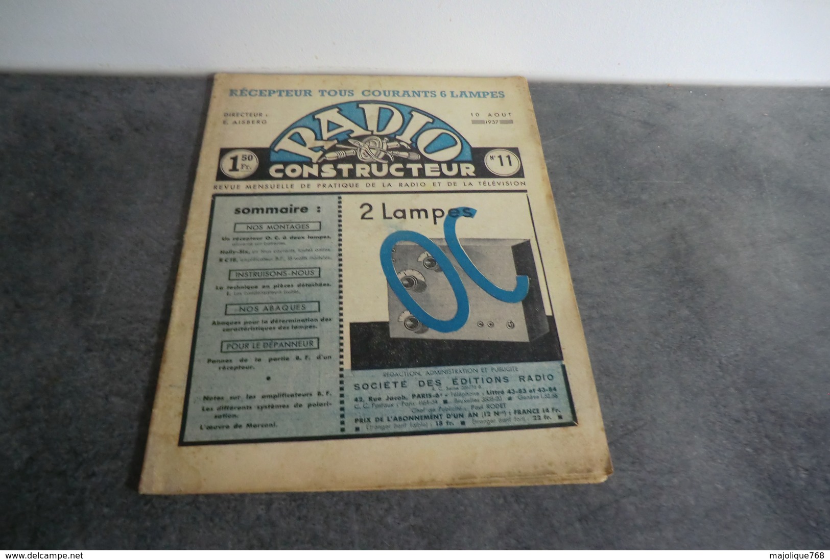 Revue Radio Construction N°11 - 10 Août 1937 - - Componentes