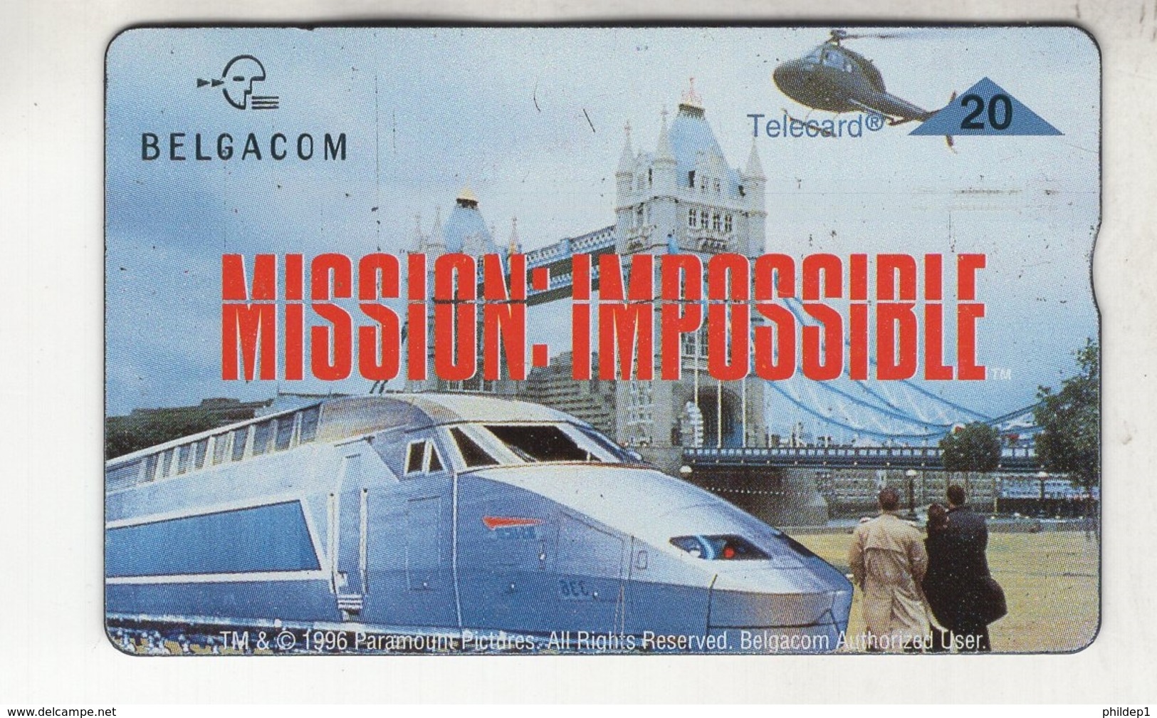 Belgacom. Télécarte 20. Mission Impossible (4) - Without Chip