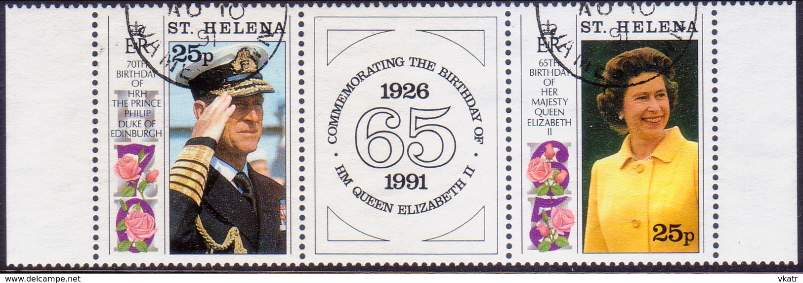 ST HELENA 1991 SG #591-92 Compl.set In Horiz.pair Used 65th Birthday Of Queen Elizabeth II - Saint Helena Island