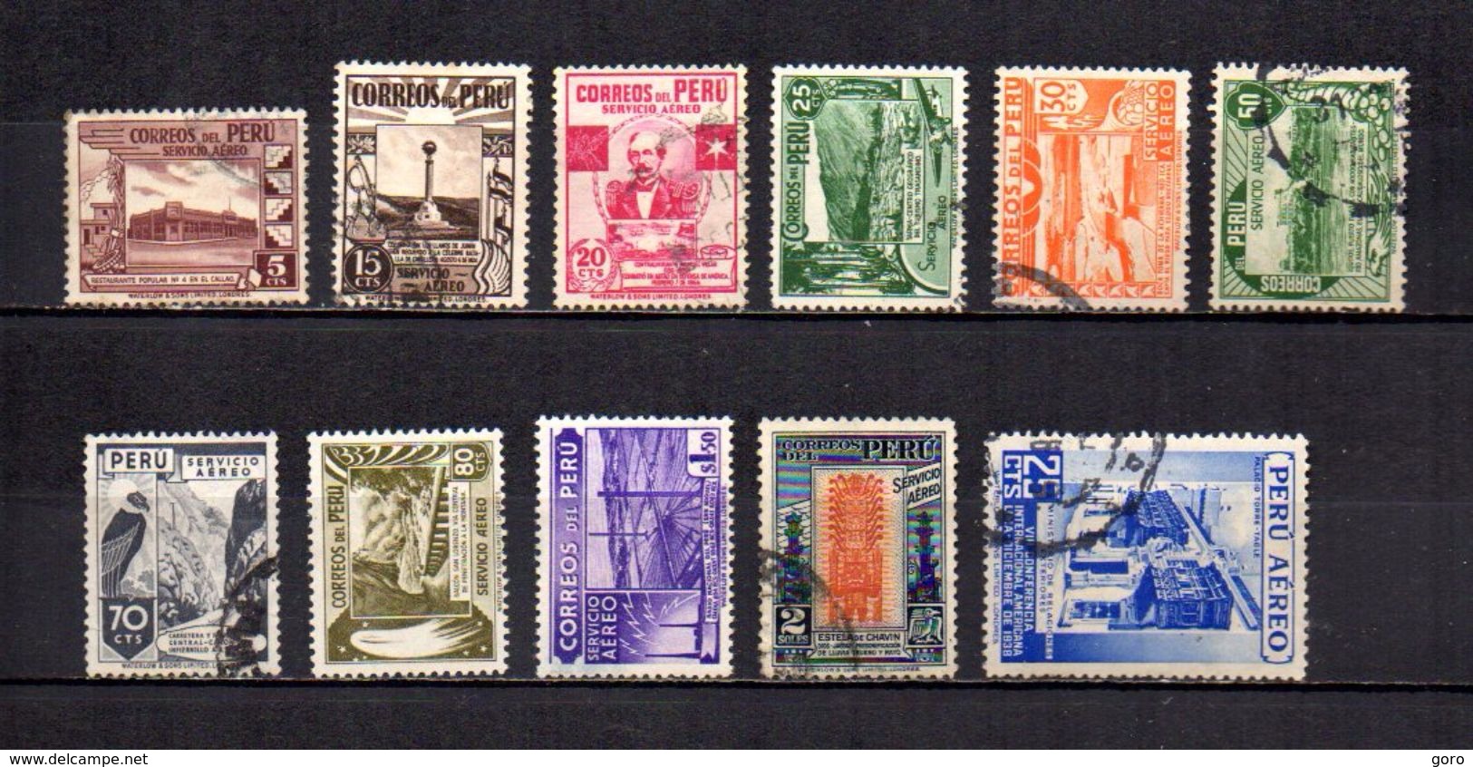 Perú   1938  .-   Y&T  Nº   49/56 - 58/59 - 62    Aéreos - Peru