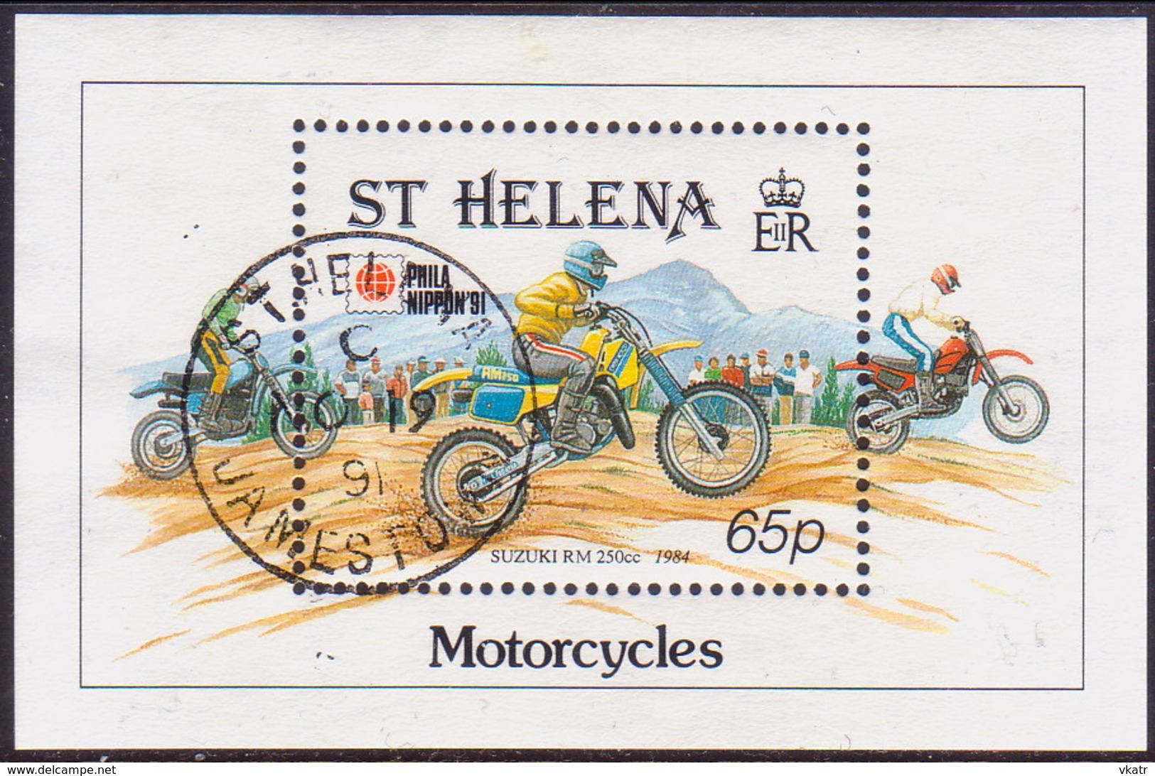 ST HELENA 1991 SG #598-602 Compl.set+m/s Used Phila Nippon '91 Motorcycles - Saint Helena Island