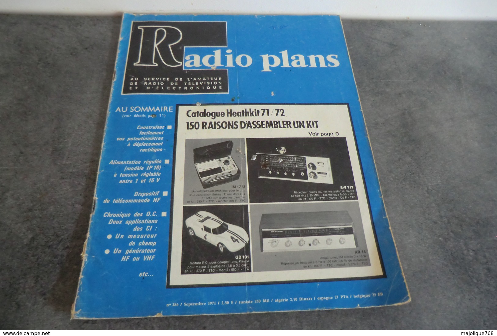 Revue Radio Plans - N°286 - Septembre 1971 - - Littérature & Schémas