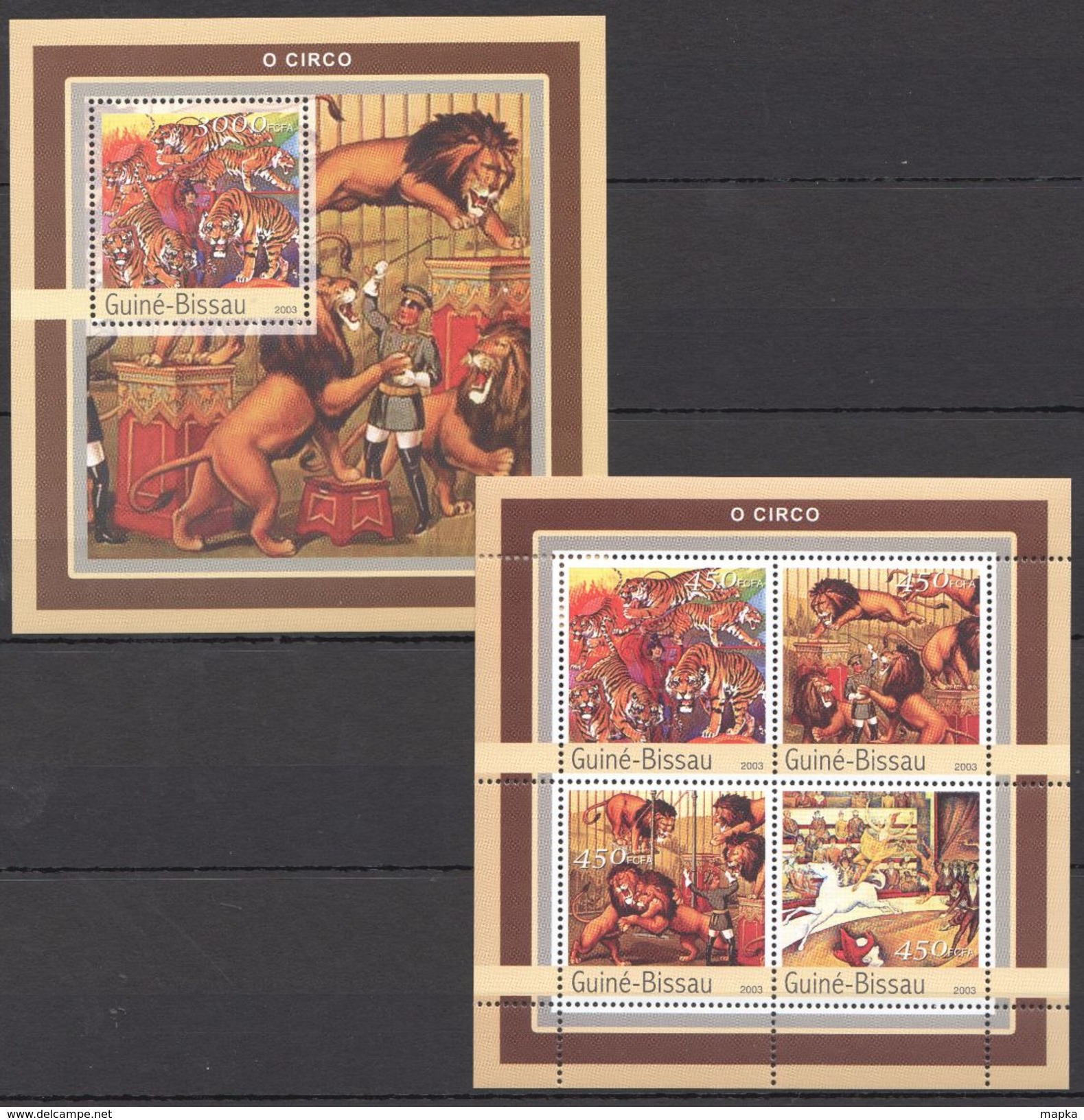 O784 2003 GUINE-BISSAU FAUNA ANIMALS ART WILD CATS O CIRCO CIRCUS KB+BL MNH - Zirkus