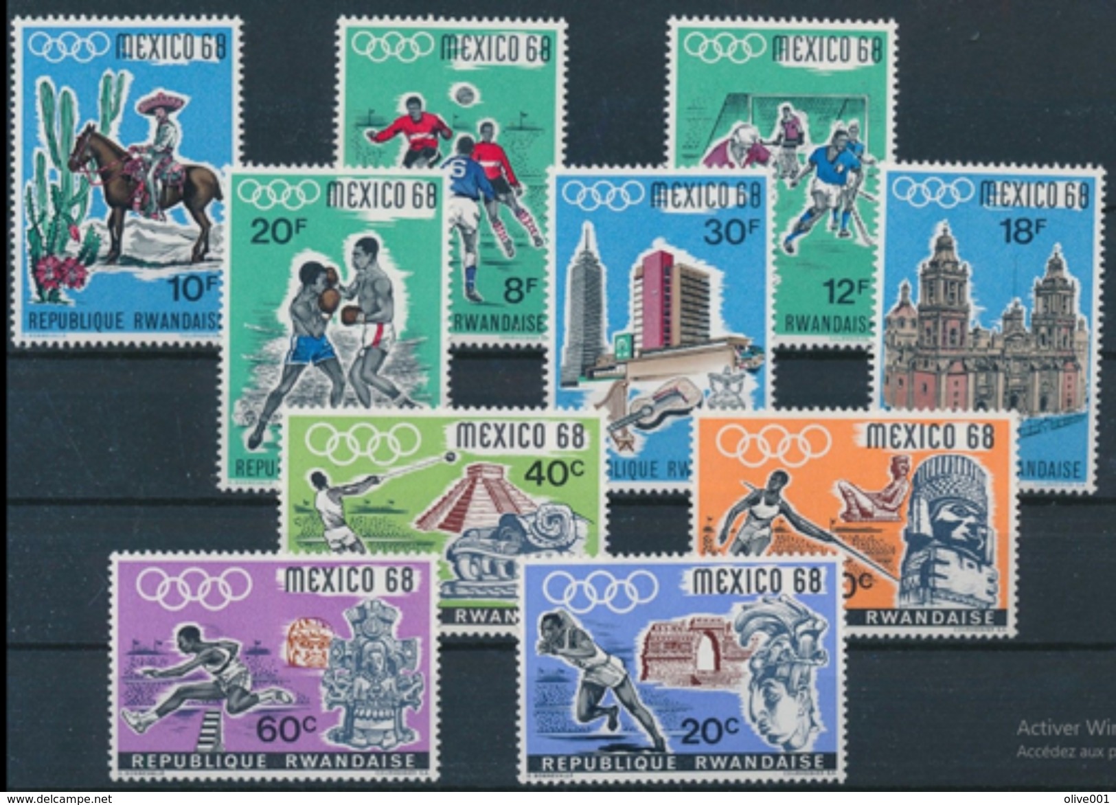 Rwanda Jeux Olympique De Mexico 1968 Série De 10 Tp Y&T N° 243 / 52 MNH ** - Sommer 1968: Mexico