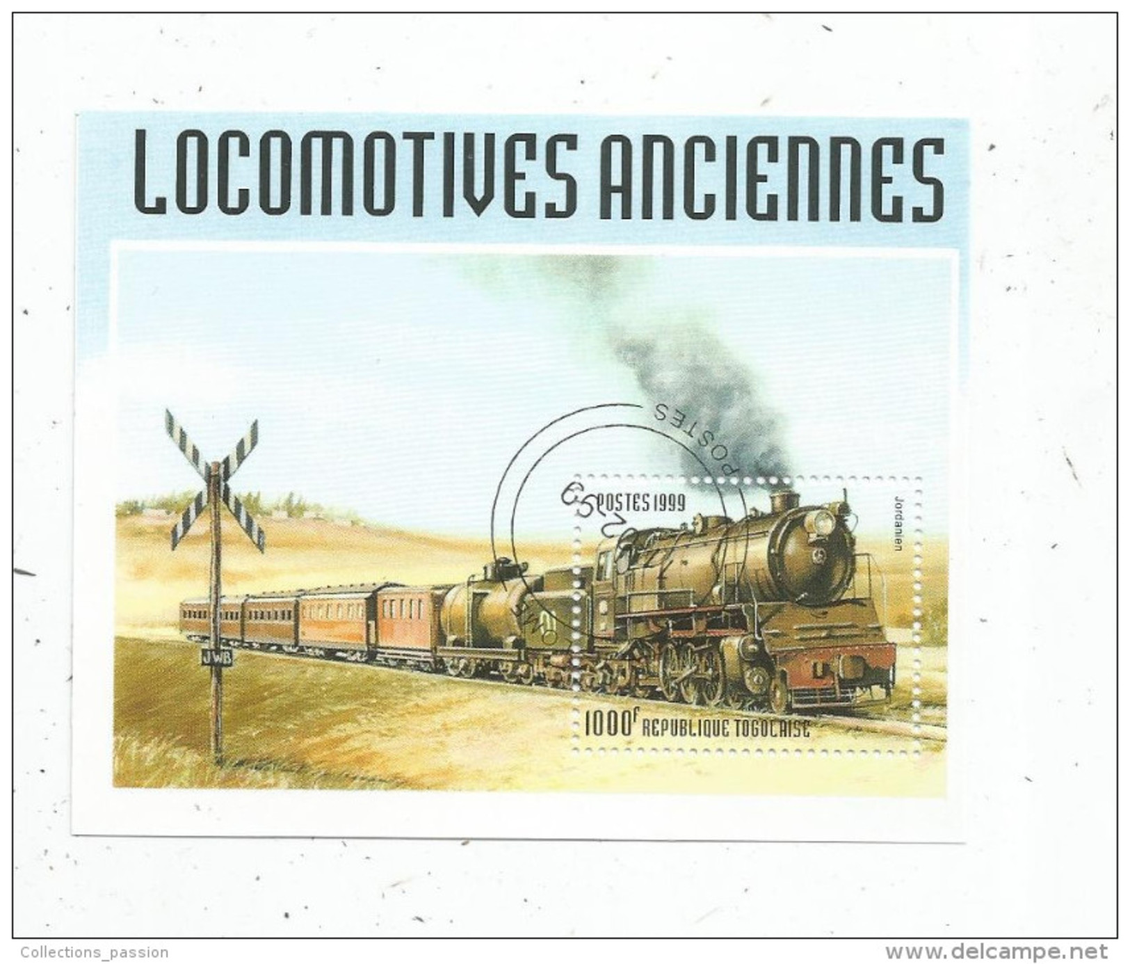 Timbre , LOCOMOTIVES ANCIENNES  , République TOGOLAISE , 1999 - Trenes