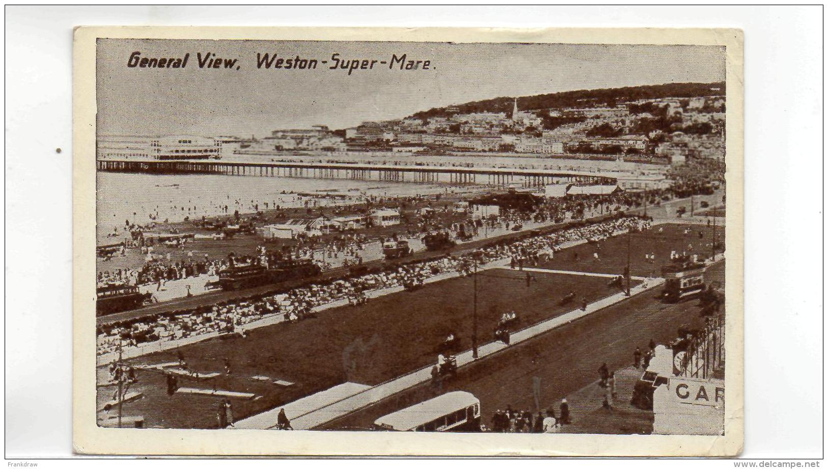 Postcard -Westan Super - Mare - No Card No - Posted September 14th 1949 Very Good - Unclassified