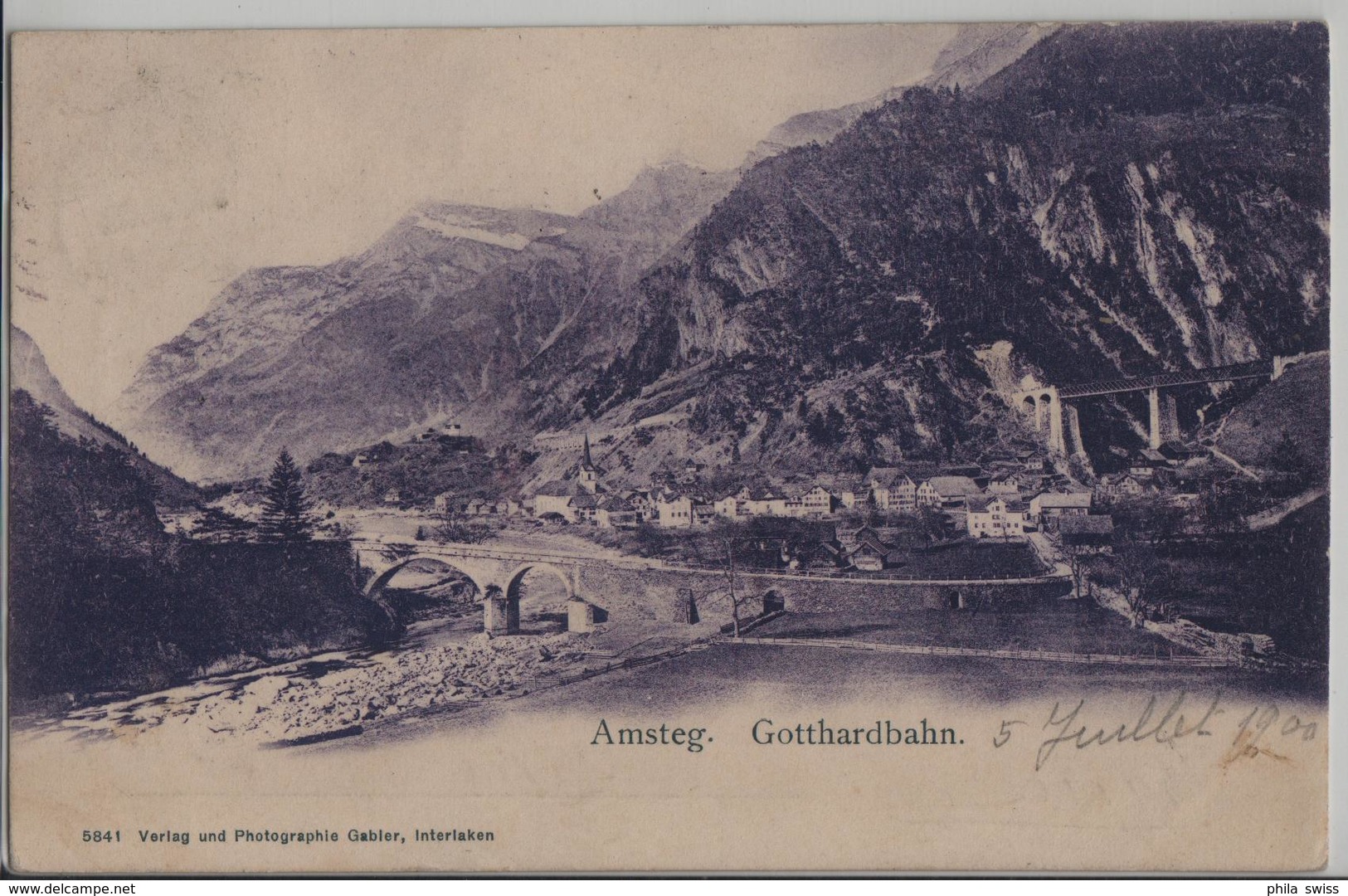 Amsteg - Generalansicht - Gotthardbahn - Photo: Gabler - Autres & Non Classés