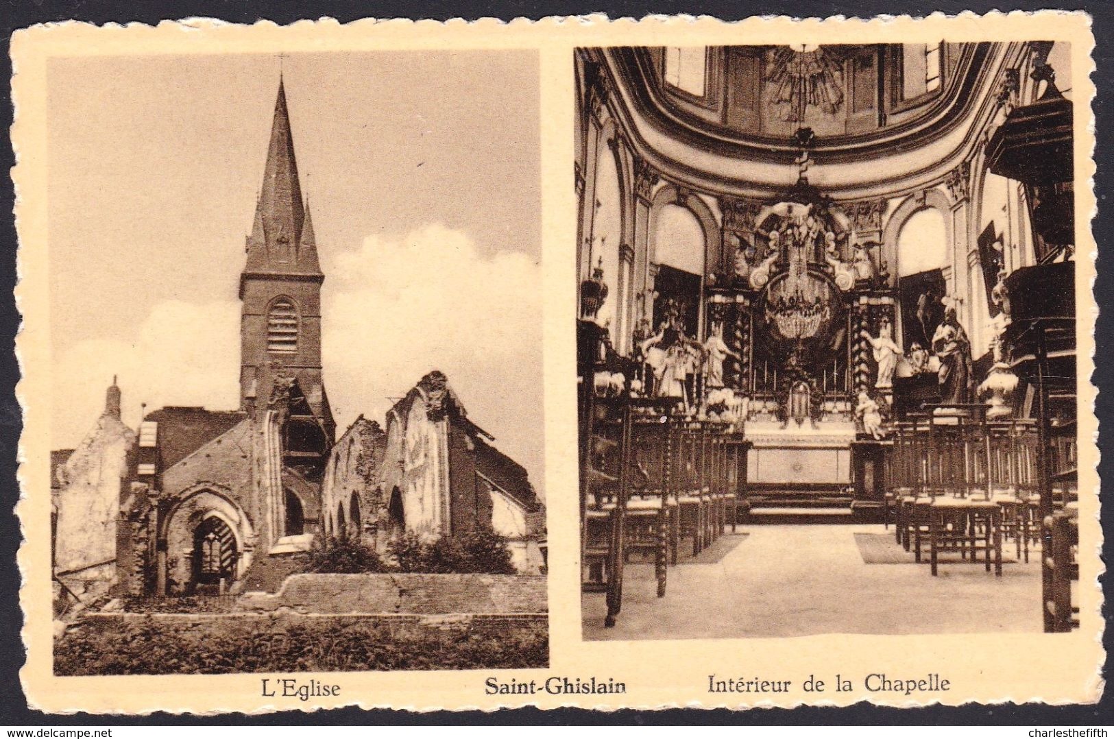 Saint-Ghislain -  L'Eglise Et Intérieur De La Chapelle - édit. Buyle - Saint-Ghislain